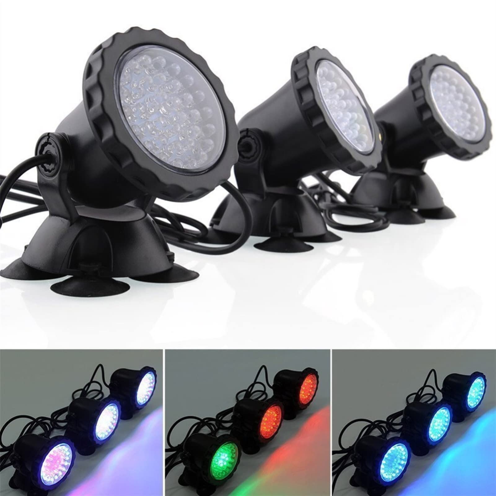 Luz para Piscina DIRIGIÓ Lámparas bajo el agua Lámpara impermeable RGB 36 LED Luz del punto submarino for la piscina Fountens Pond Water Garden Aquarium Luces Sumergibles ( Color : 3 bulbs set , Size
