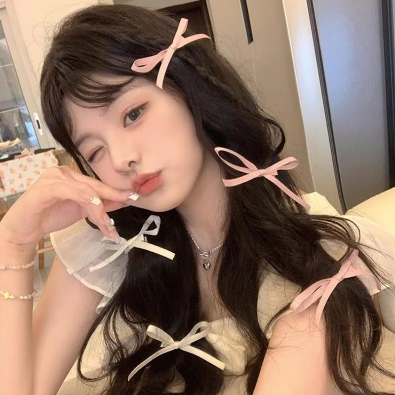 Miniatura 7 de mdgfge 10 lazos de satén para el cabello, pinzas para el cabello Kawaii Sweet Hair Bow Claw Clips pequeño lindo lazo color sólido cinta de pelo