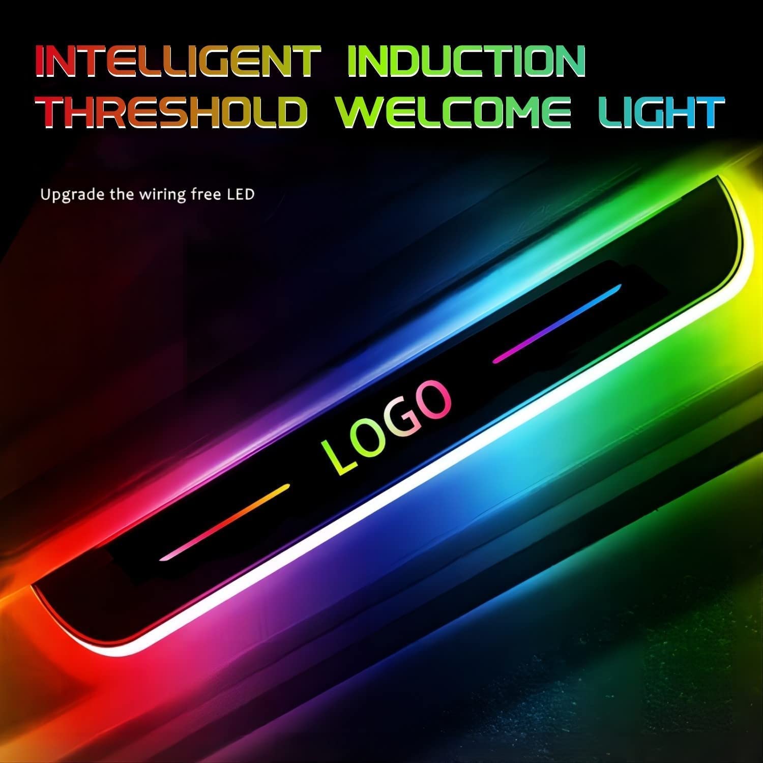 Car LED Door Sill Lights, Customized Logo or Text, Wireless Car Door Welcome Courtesy Lights, Auto-Sensing, Waterproof, Car LED Lights for All Car Models, Custom Logo (4)