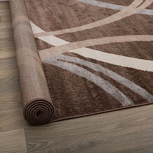 Rugshop Modern Wavy Circles Design Area Rug 2' x 3' Brown