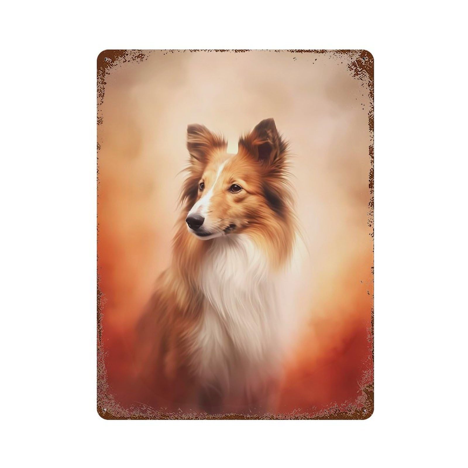 Shetland Sheepdog Animal Rusty Metal Tin Sign 15.7"x11.8", Rustic Home Decor for Living Room, Hallway And Home Decor