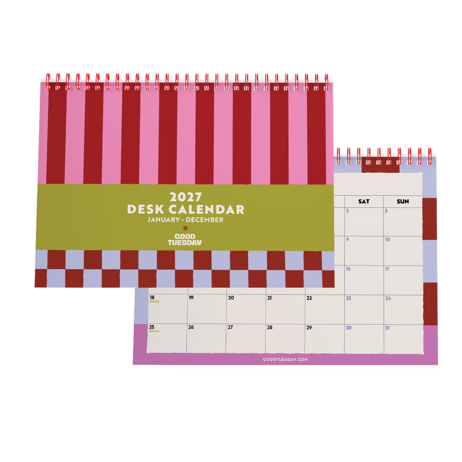 Good Tuesday 2027 Desk Calendar | Checks & Stripes