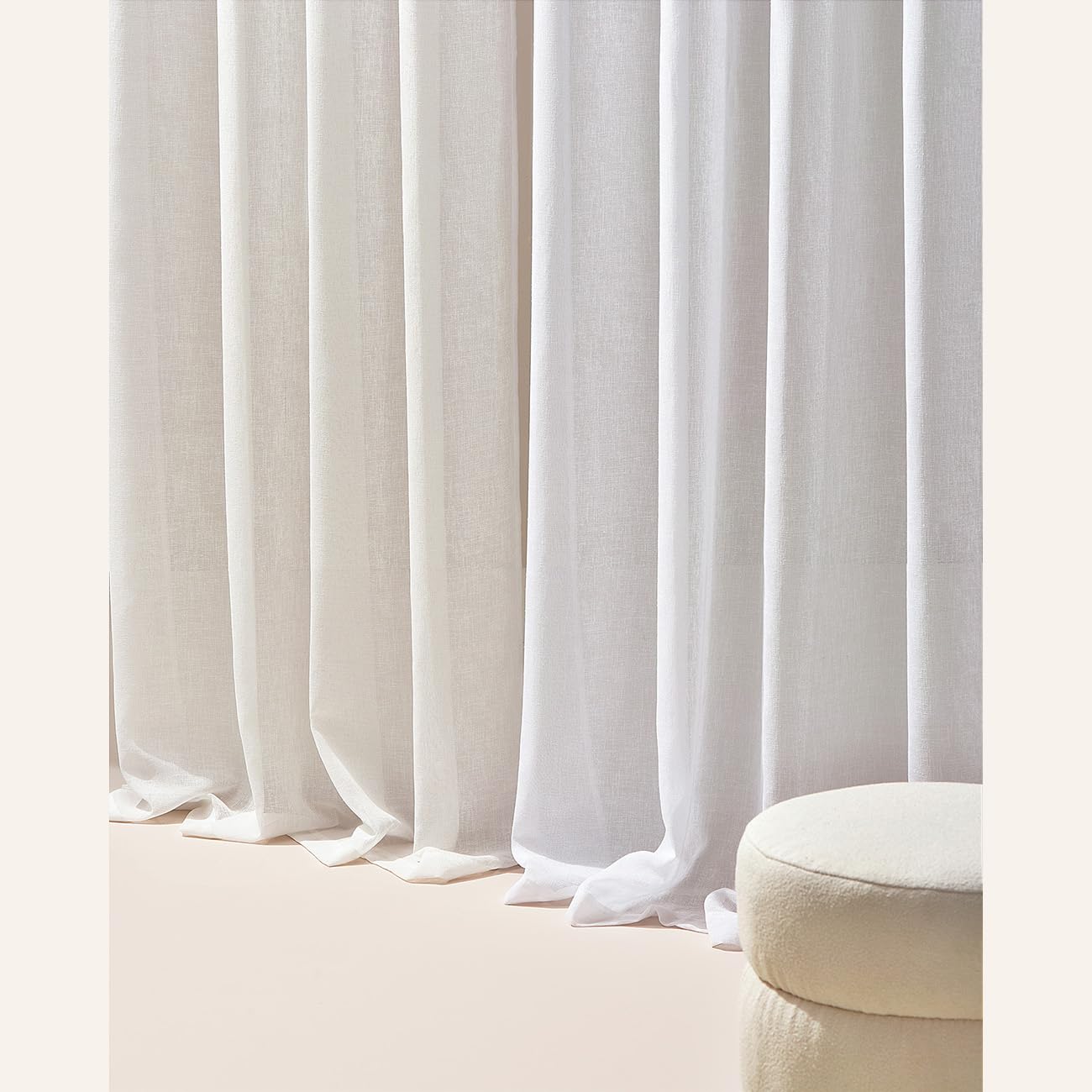 room99 Gardine mit Kräuselband Sensia 400 x 240 cm Breite x Höhe Transparent Modern Vorhang Schal Wohnzimmer Schlafzimmer für Schienensystem Weiß Leinenoptik glatt, 1 Stück