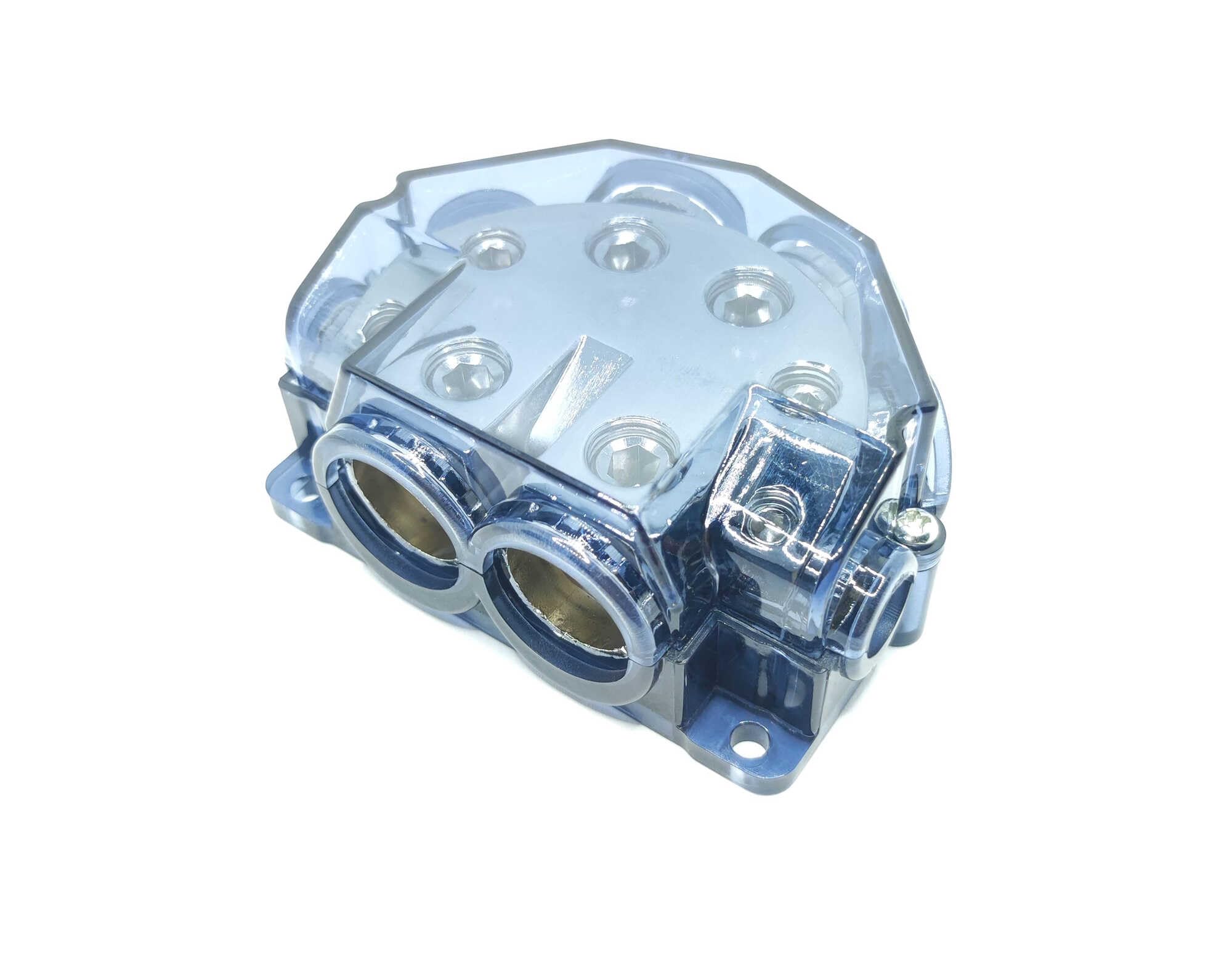 Bissou 6 Way Power Distribution Block, 1/0 Gauge x 2 in, 4 Gauge x 2/8 Gauge x 4 Out Power Ground Distributor for Car Audio Amplifier Splitter 1pcs