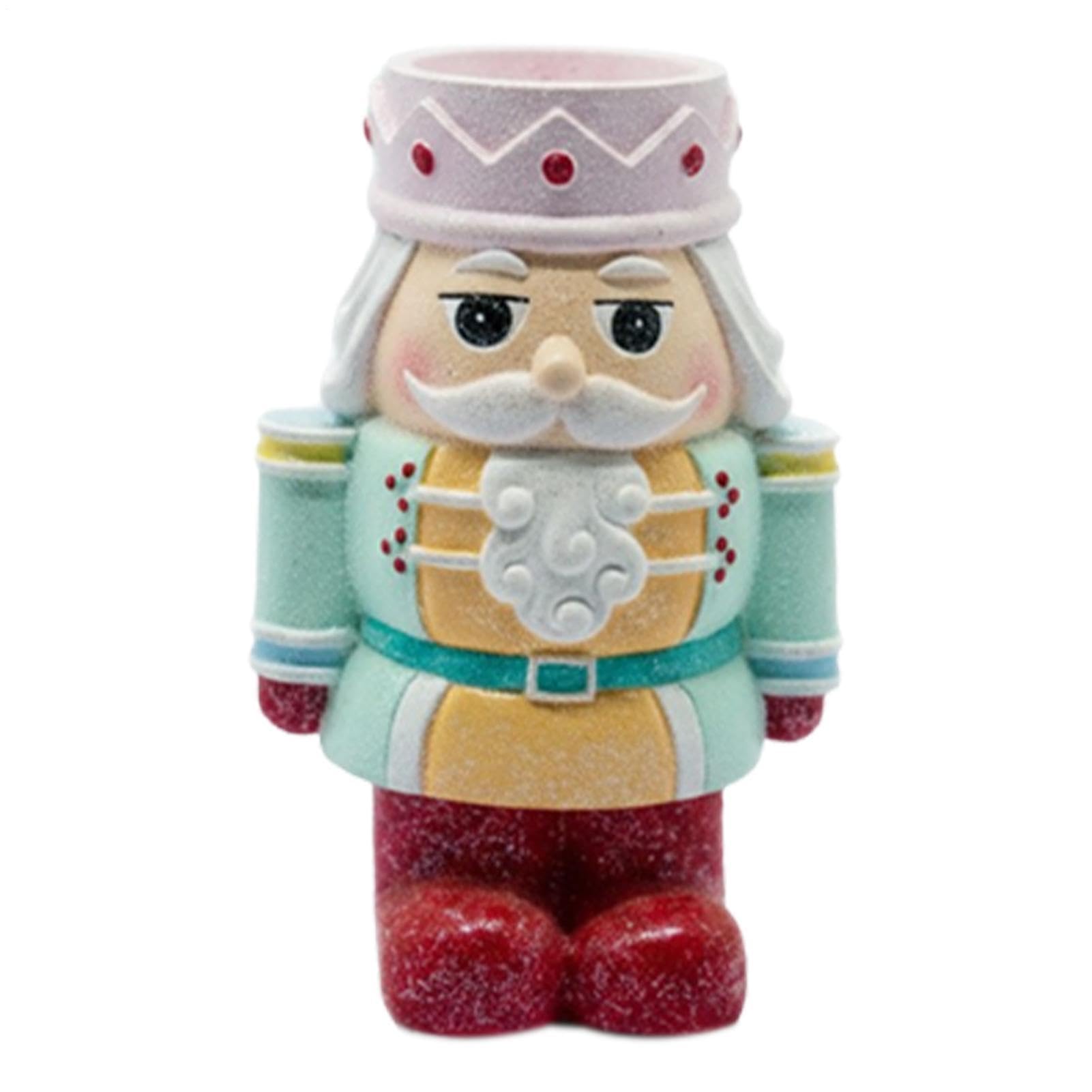 Portavelas De Navidad Figurina de Resina para Centro de Mesa | Portavelas de Vela de Té de Cascanueces de Navidad para Mesa, Estantería, Salón, Comedor, de Navidad