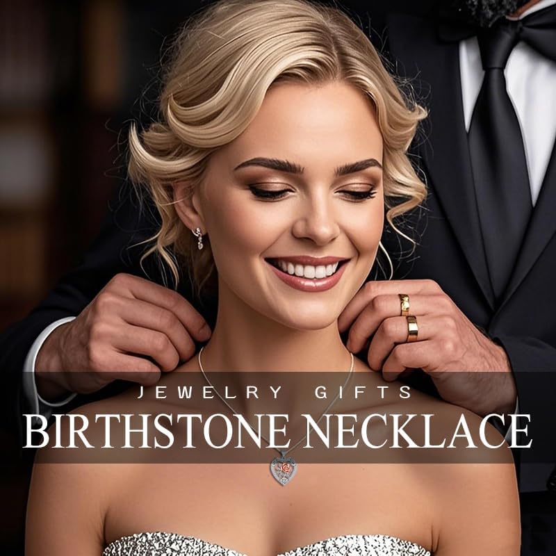 HeartMelody Dainty Rose Heart Necklace for Women 18K White Gold Plated Love Heart Necklace Adjustable Chain Jewelry Necklaces Birthday Gifts Present for Wife Her - Image 2