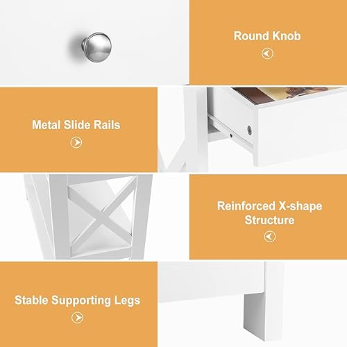 Miniatura 40 de Giantex Mesa de entrada de 3 niveles con almacenamiento, mesa consola estrecha con cajones y estantes, mesas auxiliares de sofá de diseño X para