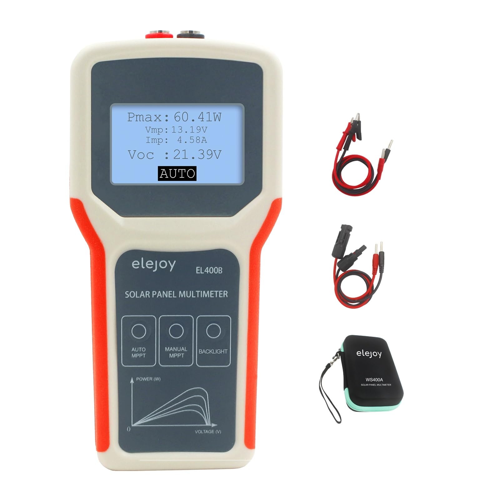 BuyWeek 1600W Solar Panel MPPT Tester Photovoltaic Panel Multimeter with LCD Display No Power Required Open Circuit Voltage Meter for PV Solar Panel Troubleshooting (EL40