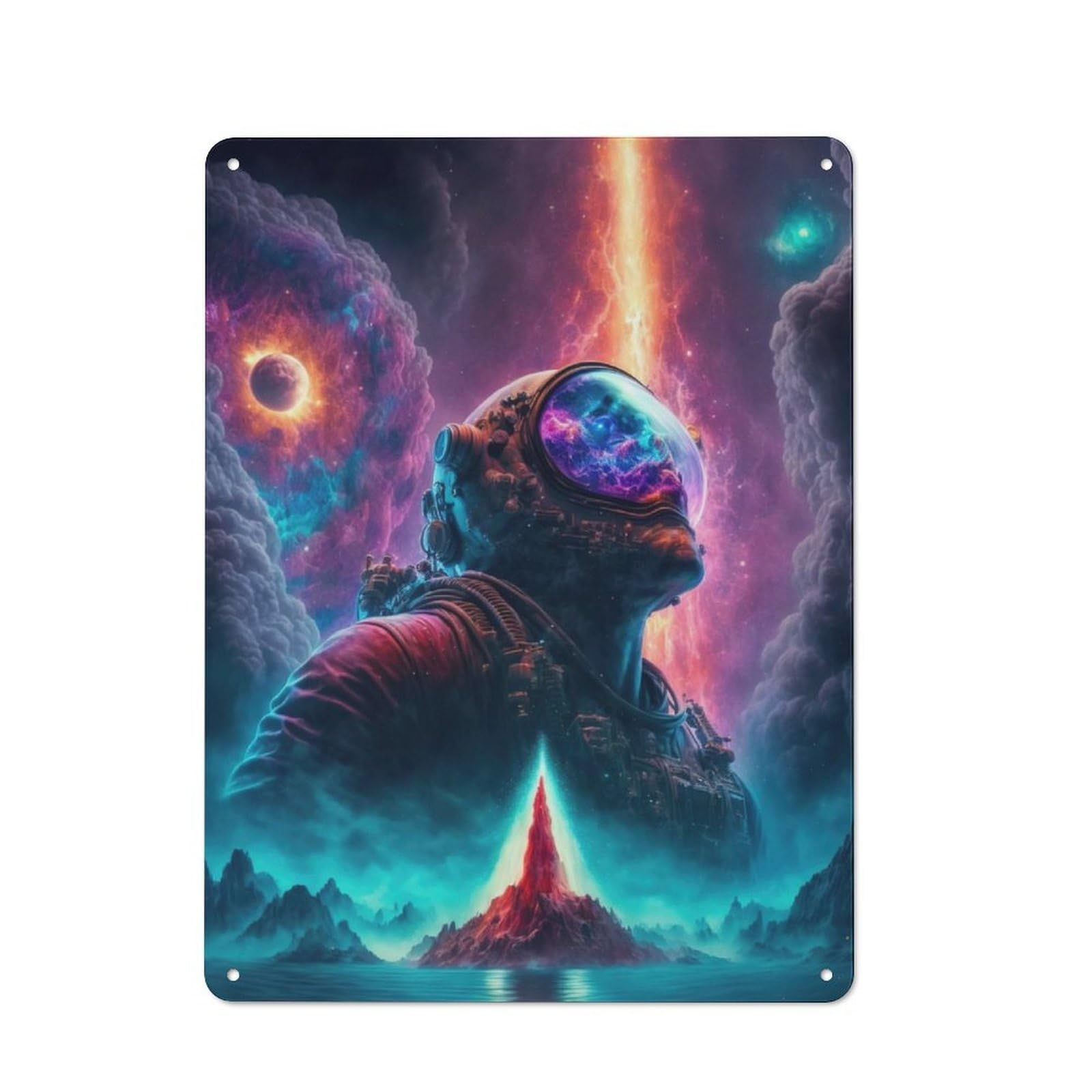 Junmoney Astronaut Mystical Worlds Tin Sign 40X30cm With For Living Room Wall, Retro Decor, Gift Idea At Christmas For Living Room Decor Lovers