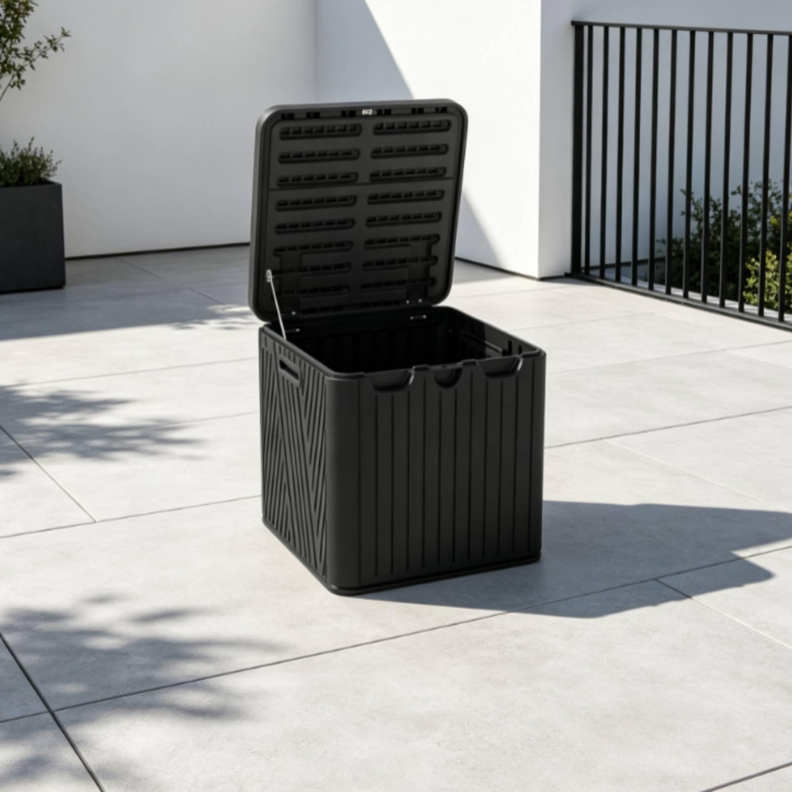 Colcolo HDPE Aufbewahrungskiste für Den Außenbereich mit Scharnierdeckel für Kissen Gartengeräte Pool Zubehör Langlebiger Lagerbehälter mit Eingebauten Griffen für Terrasse Balkon