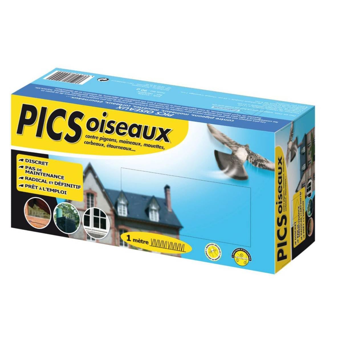 CAUSSADE Pics Anti Pigeons -​1 Mètre de Protection - Facile à Installer - Discret - Anti Pigeons, Moineaux, Mouettes, Cordeaux, Etourneaux, IREPOIPIC