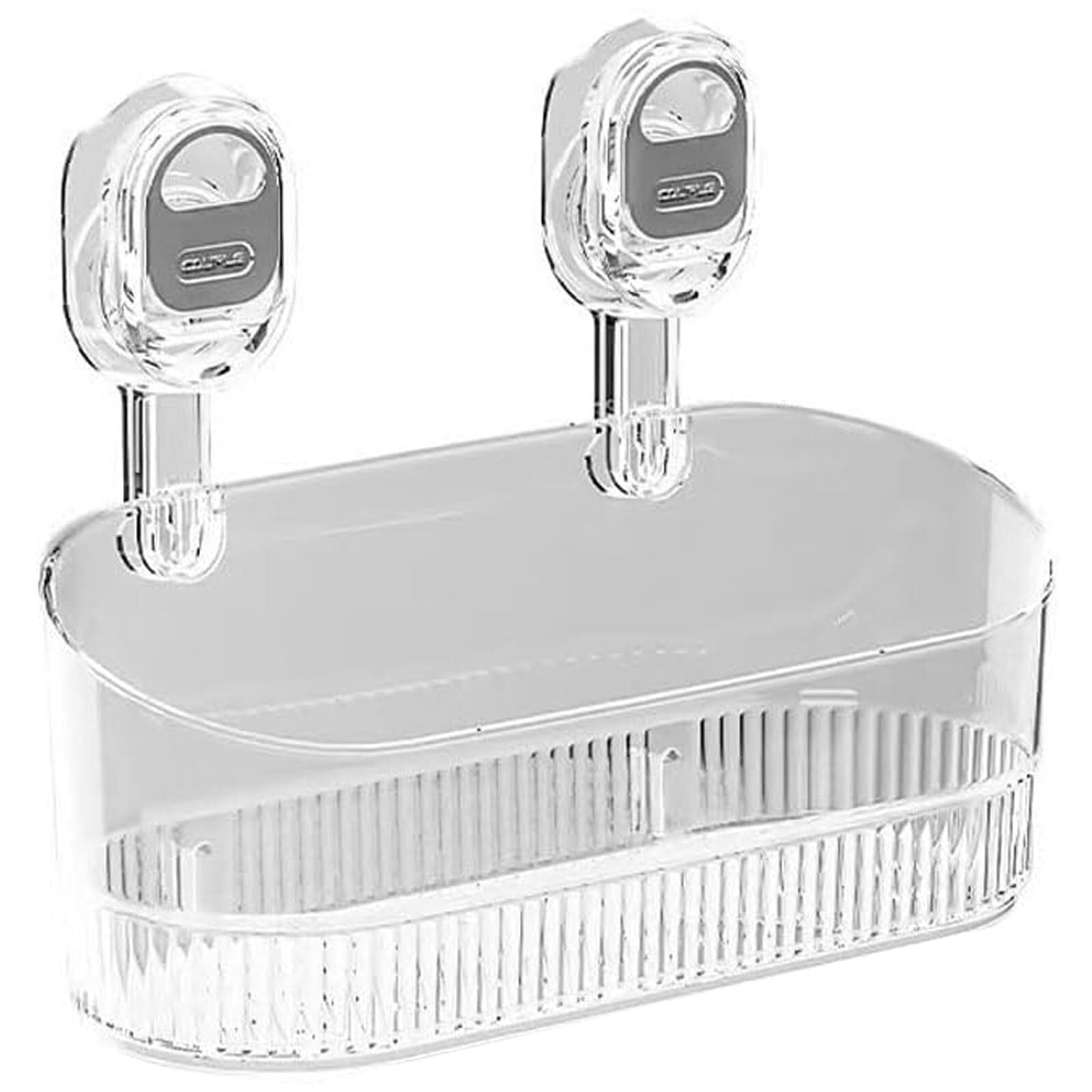 No-Drill Bathroom Suction Storage Box Large Capacity Strong Load-Bearing No Drill Bathroom Shelves Drain Rack Organizer Hanging Shower