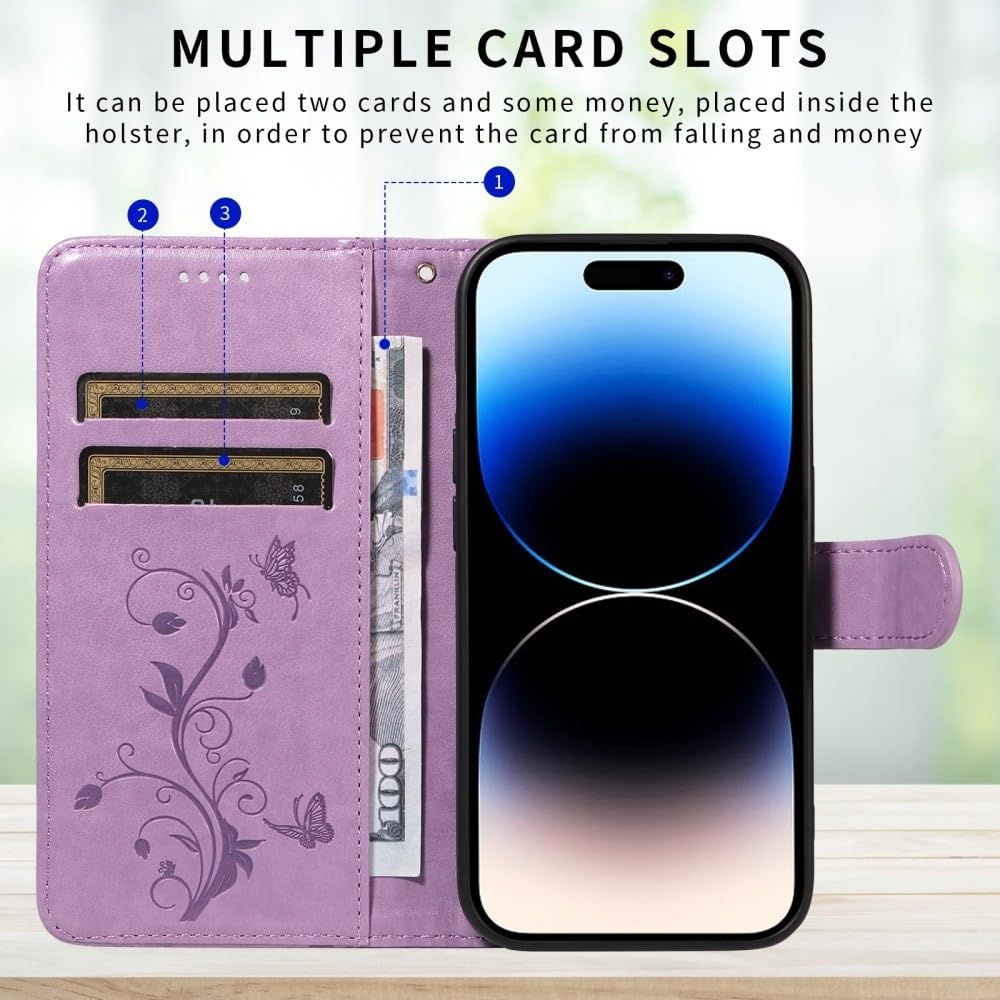 Generic Étui compatible avec Oppo A79 5G (couleur : or rose) Étui portefeuille à rabat magnétique pour cartes, motif arbre papillon