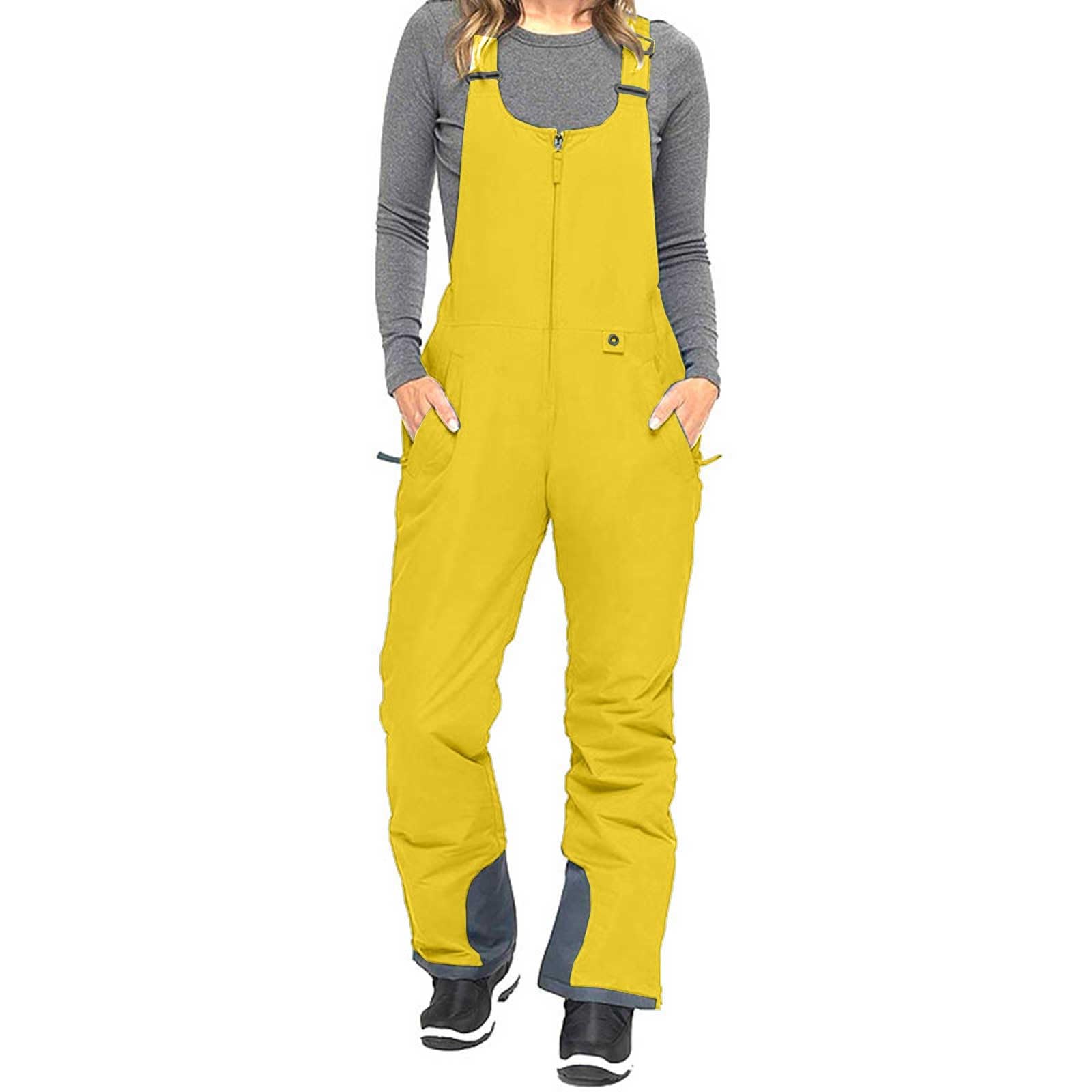 Salopette de ski isolante pour femme - Pantalon de snowboard d'hiver sans manches avec bretelles réglables - Combinaison à manches évasées