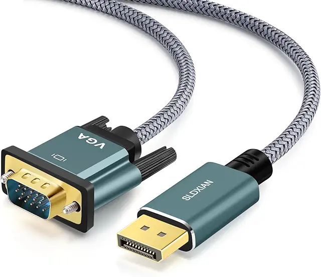 Câble DisplayPort vers VGA 1080p, Adaptateur DP-VGA Mâle-Mâle pour PC et Moniteur