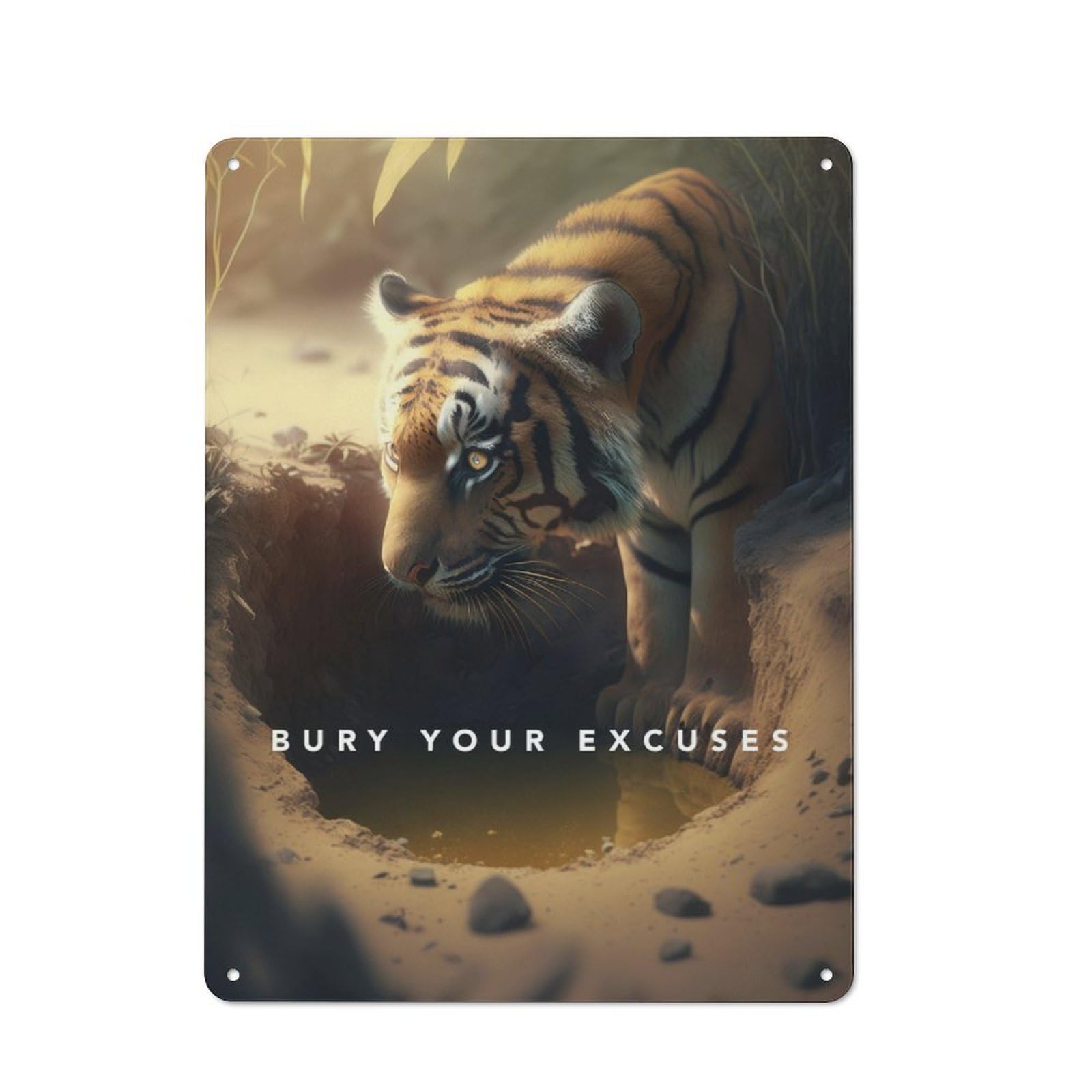 Junmoney Bury Your Excuses 40X30cm Rustic Metal Sign With For Hobby Room Or Studio, Metal Sign Decor For Hobby Rooms And Studios