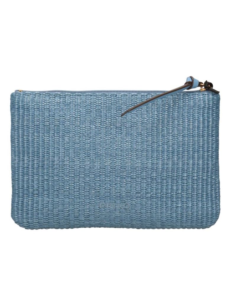 Pinko Bag Pochette in Rafia Art. 106763A39Y (E5YQ - Light Blue)