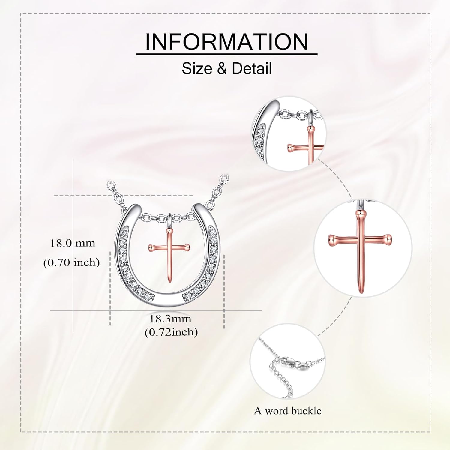 Horse/Horseshoe Necklace 925 Sterling Silver Filigree Horse Head Pendant Cross Necklace Lucky Jewelry Gift for Women - Image 5