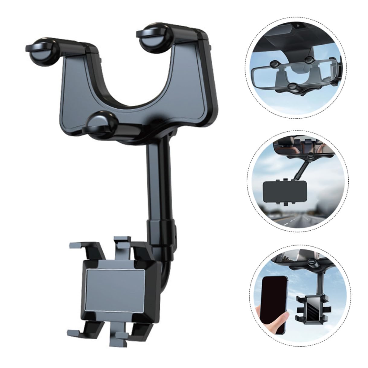 Supporto per Telefono da Auto a Clip, Porta Cellulare Stabile per Gps e Navigazione, Compatibile Cruscotto e Specchietto Retrovisore, per Uso in Sicurezza Durante la Guida