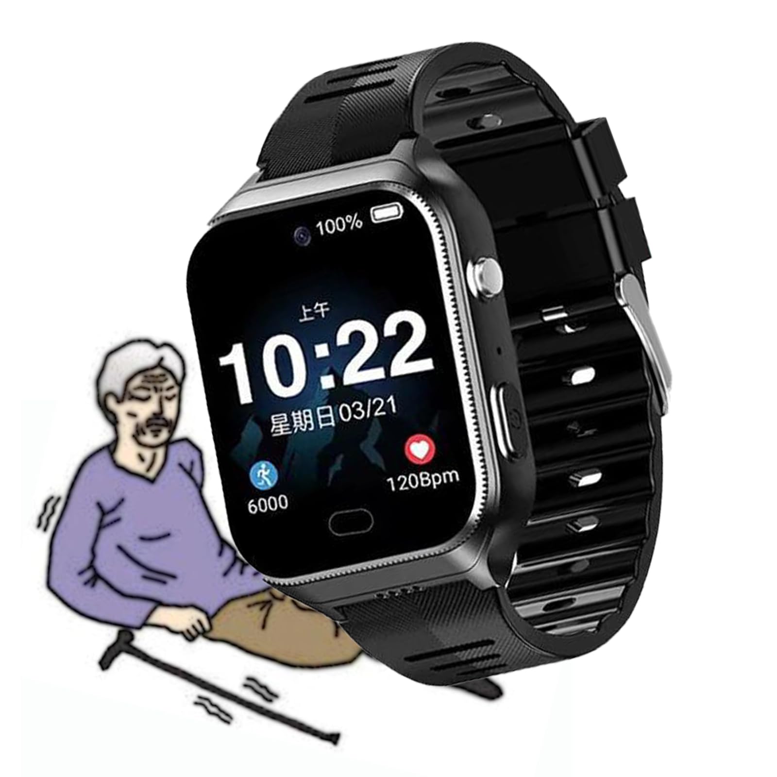 Inteligentny zegarek z wykrywaniem upadku dla osób starszych, osobiste alarmy upadku, Smartwatch, śledzenie GPS, urządzenia alarmowe o upadku, IP67, wodoodporny, na demencję Alzheimera
