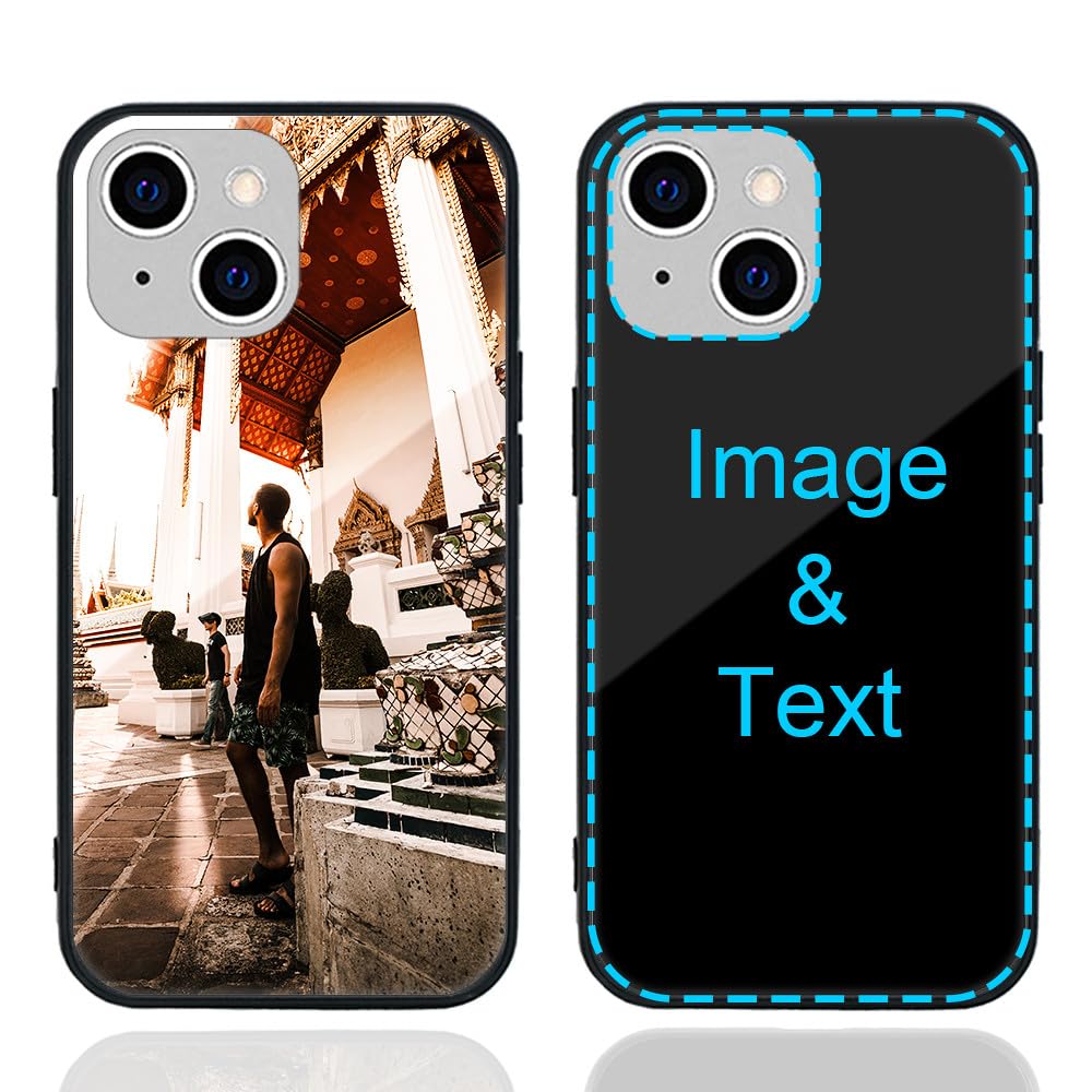 MXCUSTOM Custom Phone Case for Apple iPhone 15, Customized Personalized Anti-Scratch Tempered Glass Cases with Lens Protector with Photo Image Text
