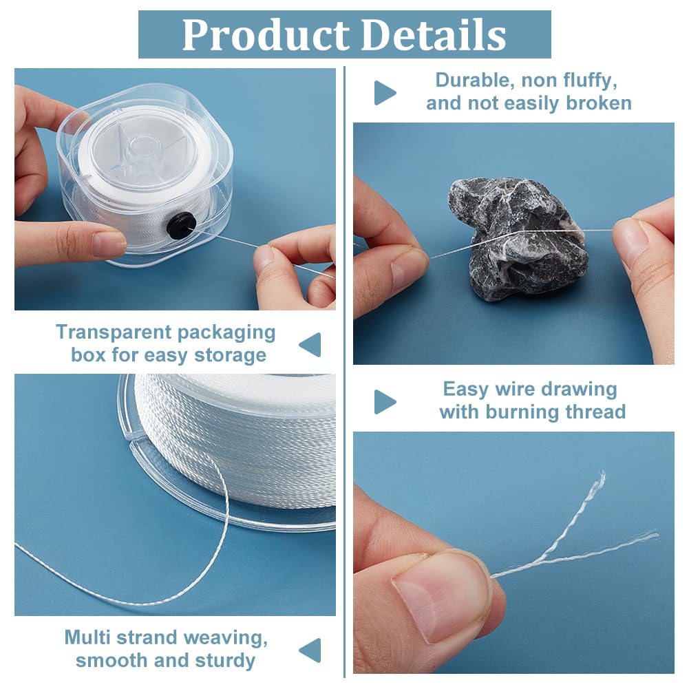 PH PandaHall Nylon Perlengarn 0,3mm - 92m Weiß Für Schmuckherstellung & Basteln