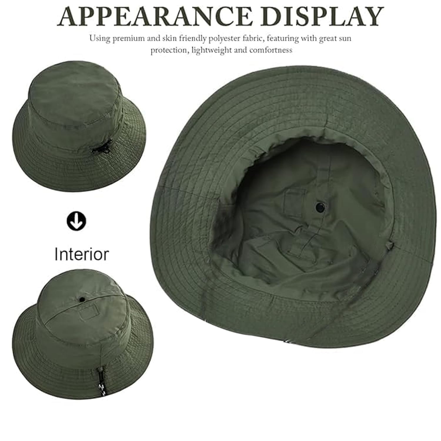 Handcuffs Men Cotton Caps Foldable Bucket Hat Lightweight, Quick-Drying, Waterproof Outdoor Sun Protection Hat With Portable Storage (Green), Free Size 1