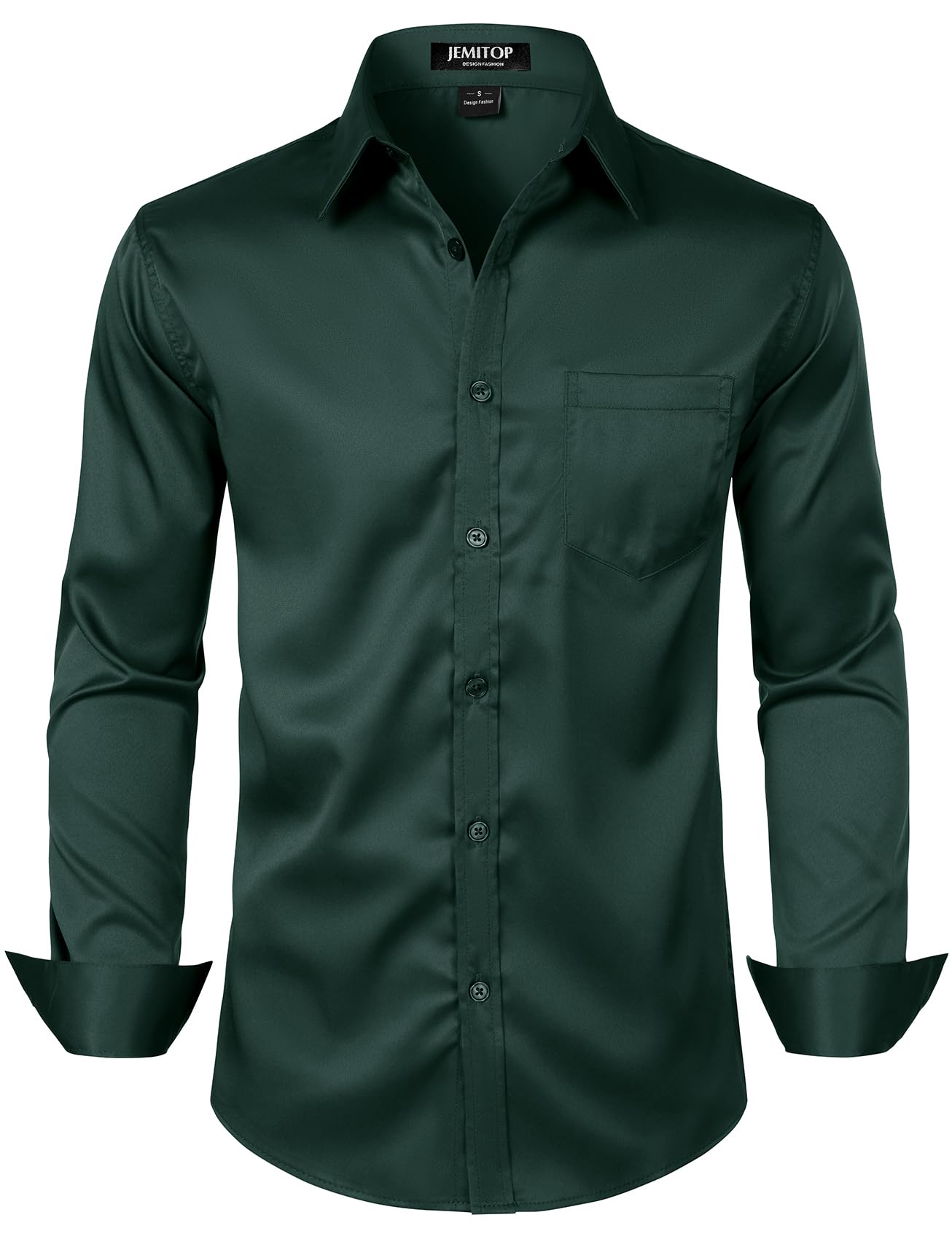 JEMITOP Men's Stretch Slim Fit Dress Shirts Formal Wedding Prom Business Long Sleeve Button Down Shirt with Pocket