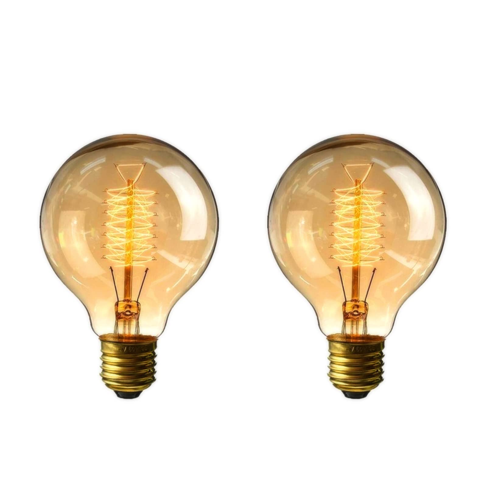 FanciBuy E27 Vintage Light Bulbs, 2 Pack Dimmable Edison Screw Bulb, G80 Decorative Spiral Filament Bulbs, 620Lm, Warm White 2700K