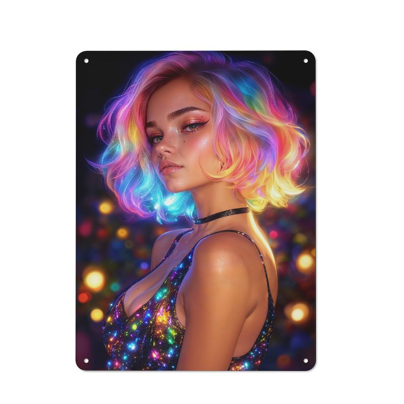Nostalgic Neon Hair Woman Decorative Tin Sign 40x30cm, Vintage Wall Decor for Lounge, Study, Pub Or Wall Gallery