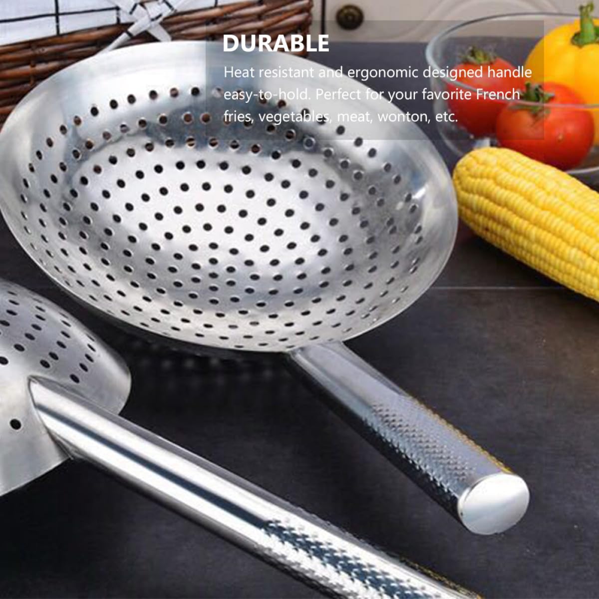 Schiumarola Grande in Acciaio Inox Argento 1 Pezzo per Cucina | Filtro a Maglia Fine, Separa Olio Bollente o Acqua, per Ristoranti e Bar