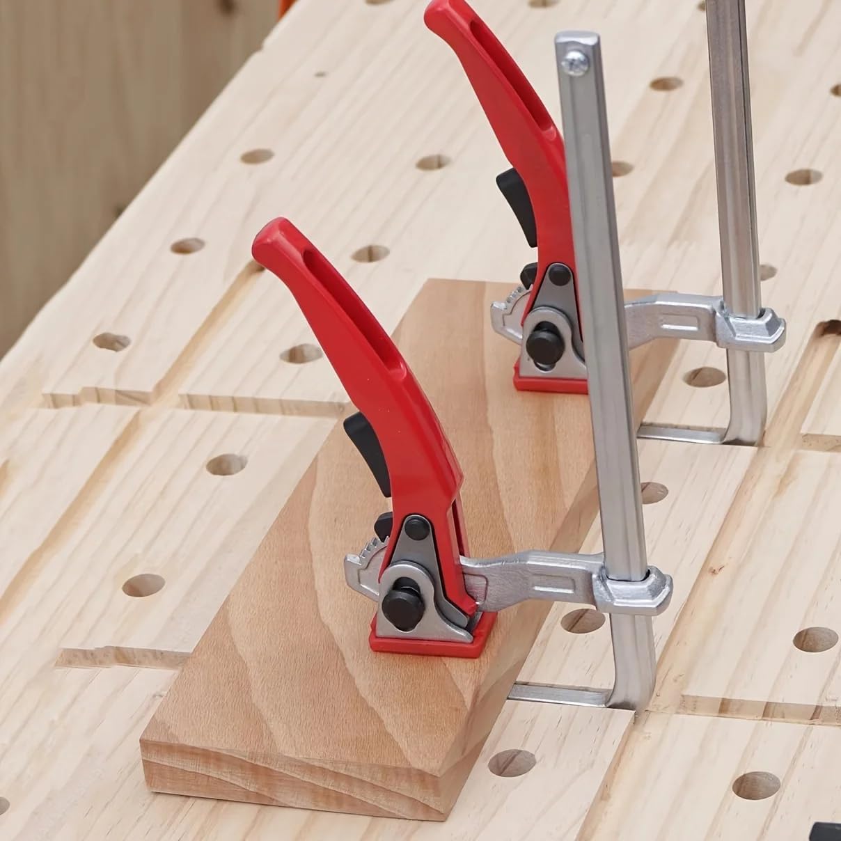 4 Piezas Abrazadera de Palanca, Abrazaderas de Una Mano con Capacidad de 160MM y Profundidad de Garganta de 60MM, Abrazadera de Carraca F para Lijar y Cortar
