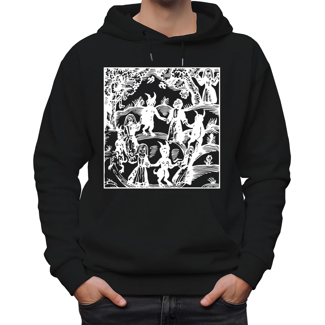 Dance with The Devil klasyczna bluza z kapturem unisex dla mężczyzn i kobiet, czarny/biały, S, czarny/biały, S