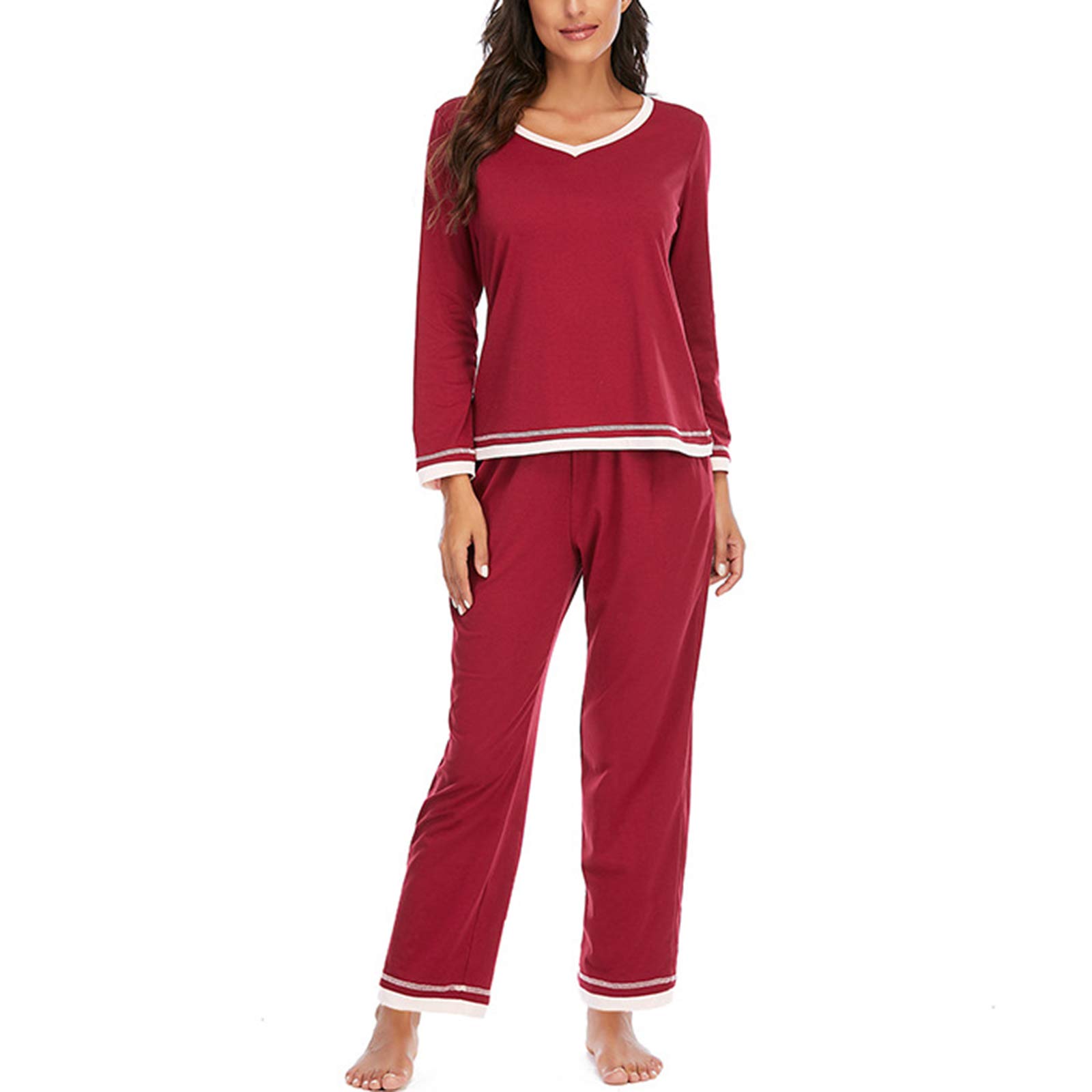 Set Pigiama Donna Cotone Morbido - 2 Pezzi Con Scollo A V E Bottoni - Traspirante E Comodo - Floreale