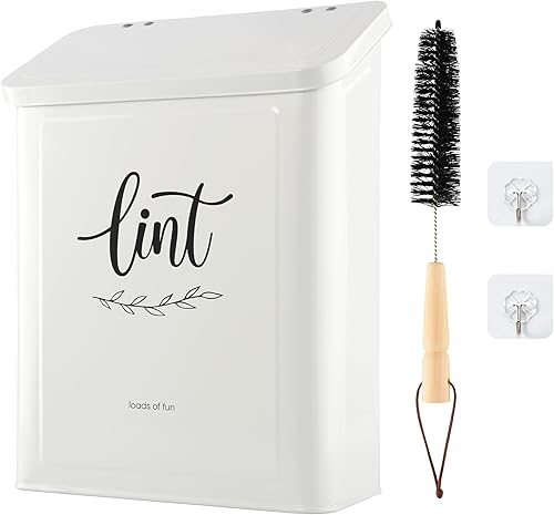 Miniatura 7 de PERFNIQUE Contenedor magnético de pelusa para cuarto de servicio con cepillo para pelusas, soporte de pelusa montado en la pared con tapa para