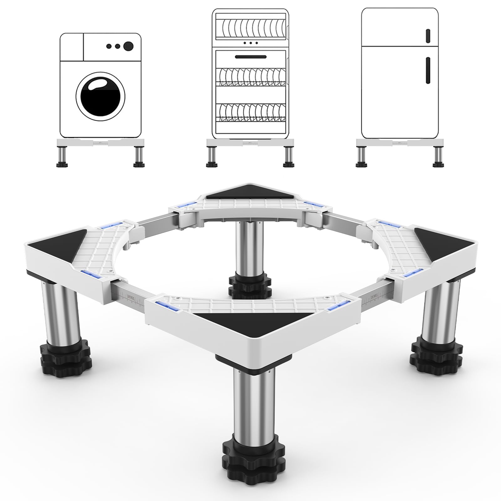 DEWEL Soporte Lavadora Ajustable para Lavadoras, Frigoríficos y Secadoras