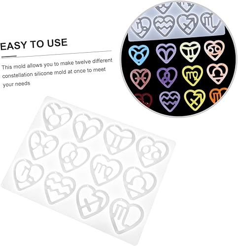 Miniatura 6 de VILLCASE Molde de silicona de amor para constelaciones, molde de silicona para colgante del zodiaco, dije de corazón, constelación, resina, molde de