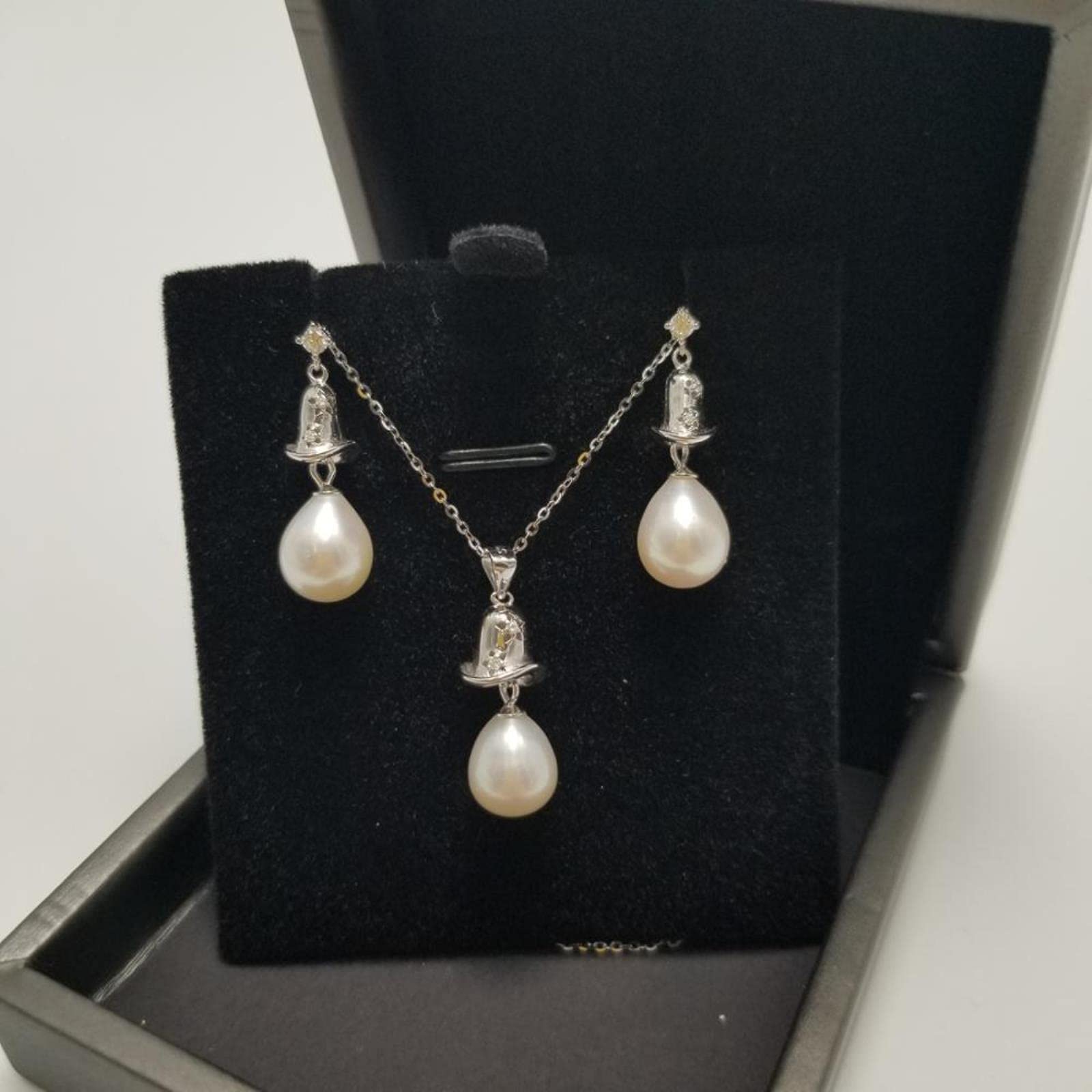 925 Sterling Silber Schmuck Perlensets Feiner Naturperlenschmuck 8-9mm Sets Für Frauen