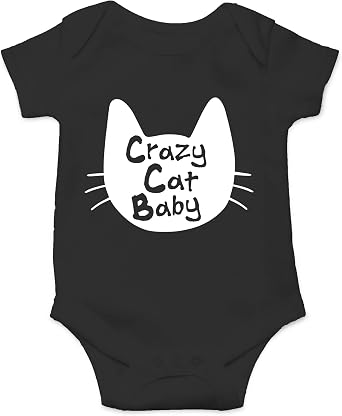 AW Fashions Crazy Cat Baby Baby Bodysuit Funny Cute Adorable Infant Romper Newborn Pet Lovers Clothing