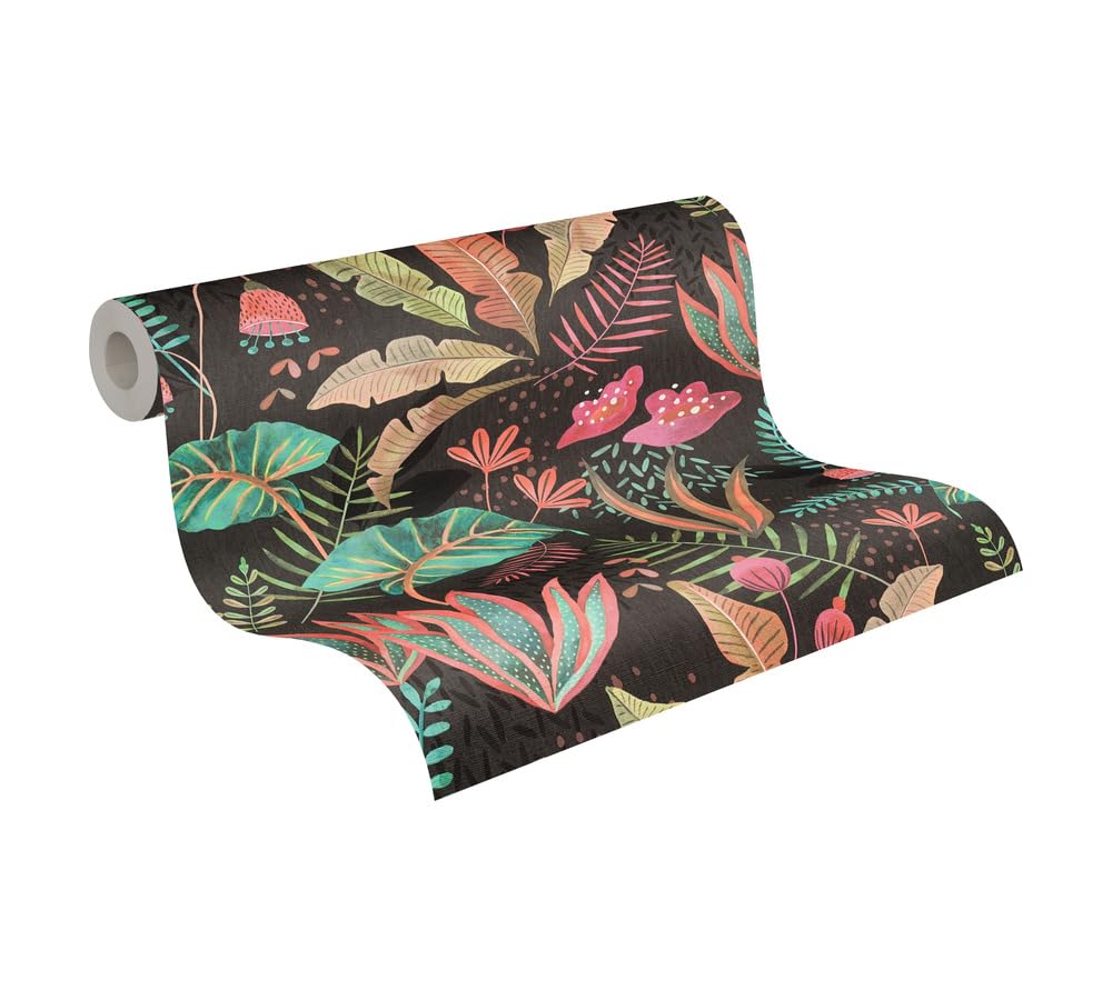 Papier peint floral noir Livingwalls pour sublimer les murs du salon