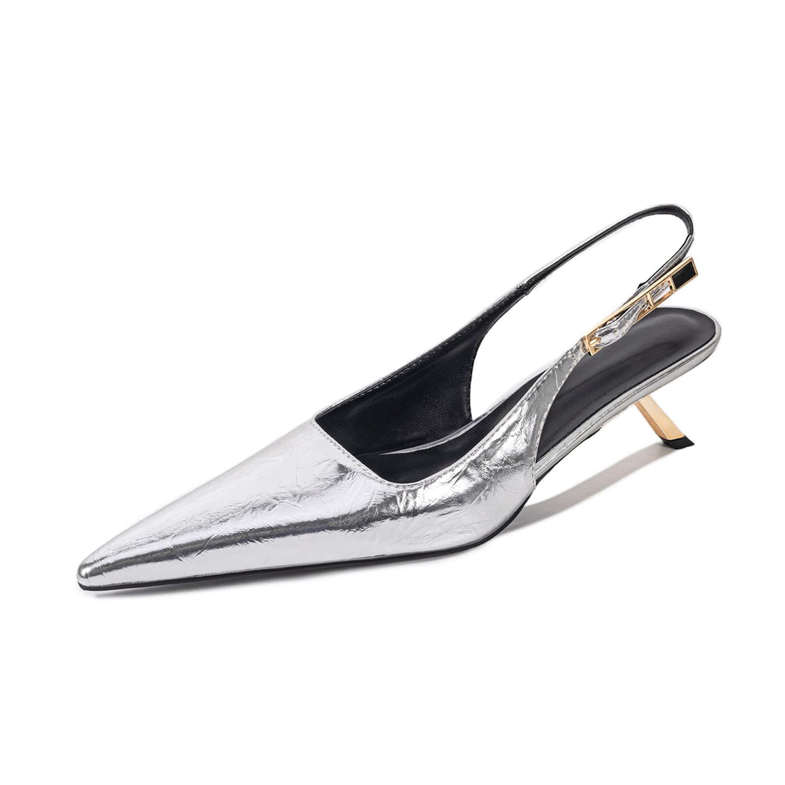 Décolleté da Donna a Punta 5,5CM con Tacco Basso, Slingback con Fibbia, Scarpe da Sera per Appuntamenti, Feste e Lavoro
