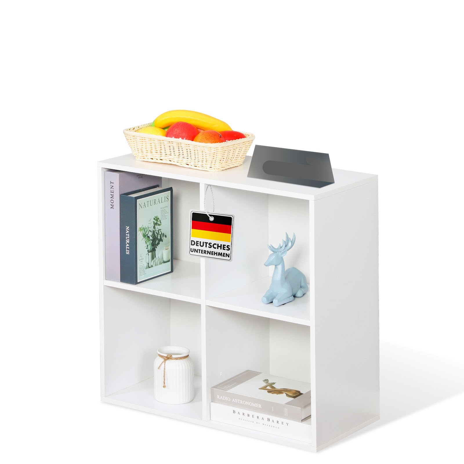 Floordirekt Bibliothèque, étagère blanche avec 4 compartiments, 29 x 59,6 x 59,8 cm, cloison de séparation pour chambre d'enfant, salon, bureau et chambre à coucher (California)