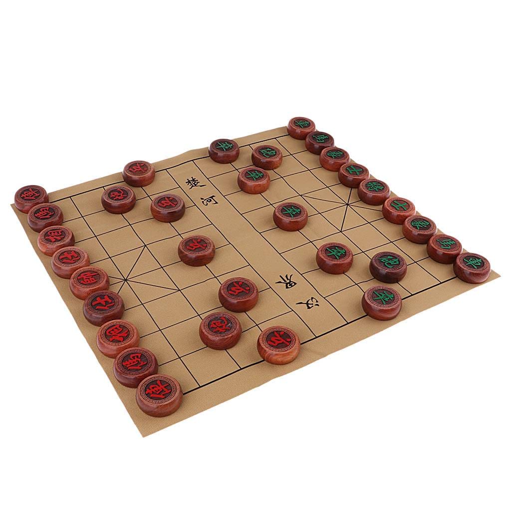 Jeu D'échecs Chinois (Xiangqi), Jeu de de Voyage avec Plateau En PU et Pièces de Jeu En Bois dans Une En Bois