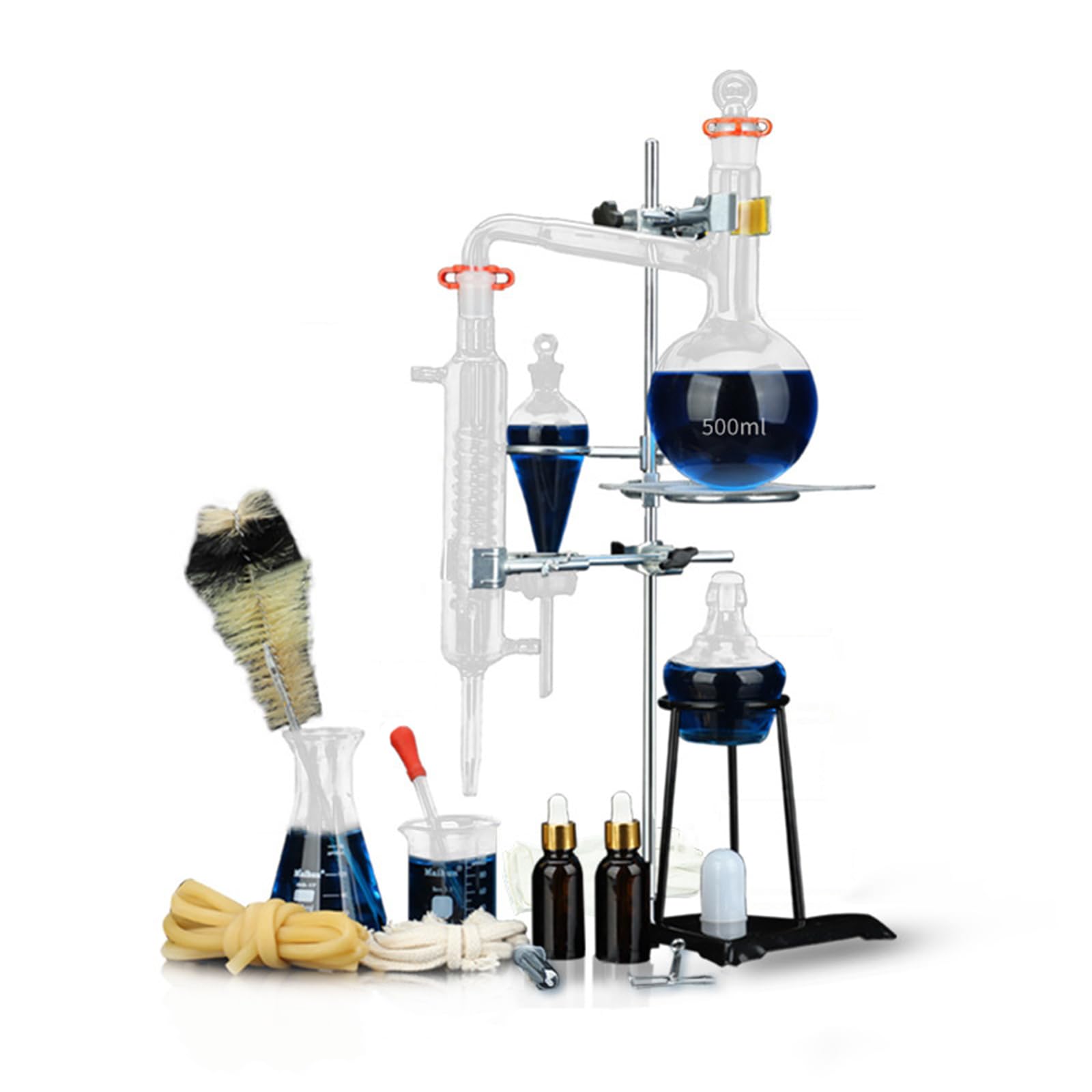 Kit di vetreria da laboratorio Vetreria chimica per distillazioni, separazione e purificazione,500ml flask