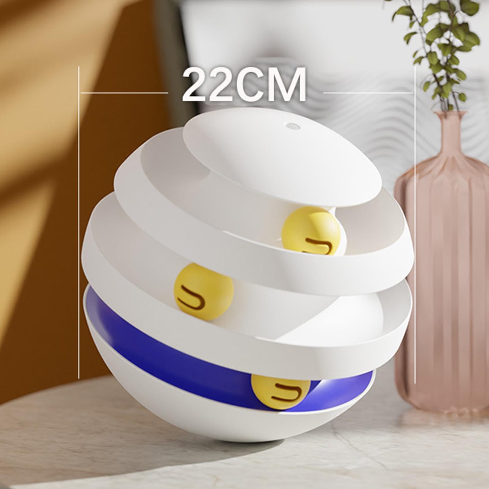 Jouet à Rouler pour Chat, Balle pour Chat, Jouet Amusant, Jouet Puzzle, Circuit Circulaire pour Chat avec Balle, Blanc