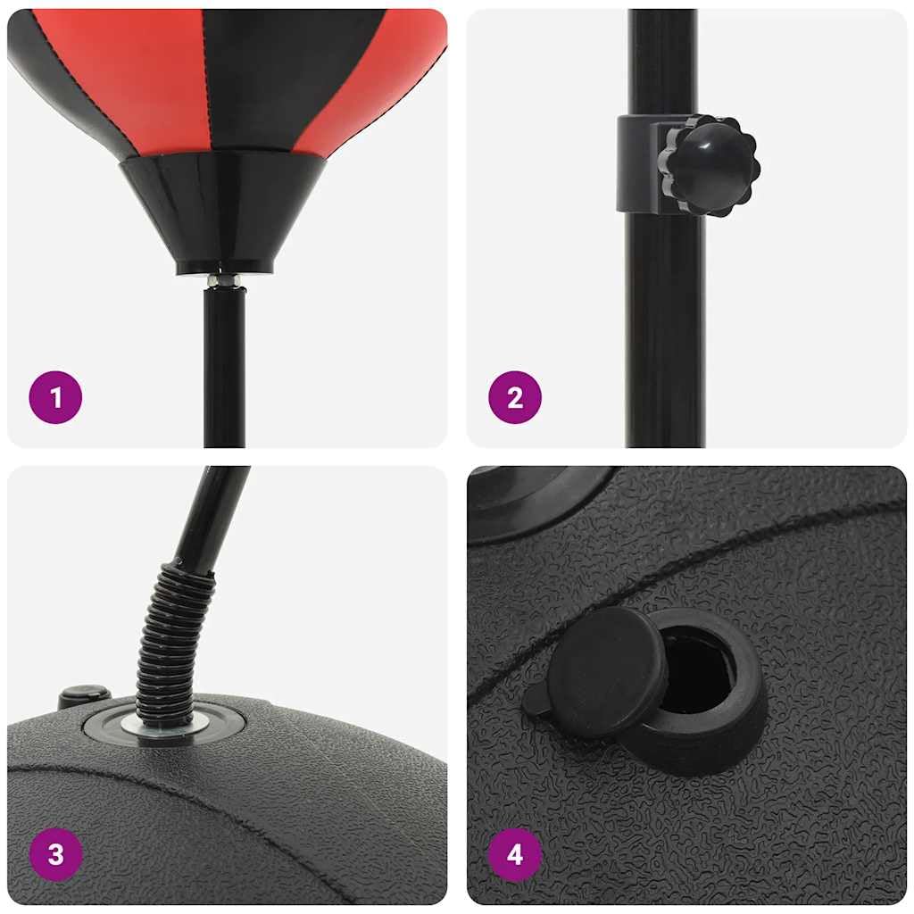Palla da boxe con supporto in acciaio, regolabile in altezza 81-122 cm, guanti e pompa inclusi, ideale per allenamento di boxe, allenamento con forza e percussioni in casa, studio, cantina