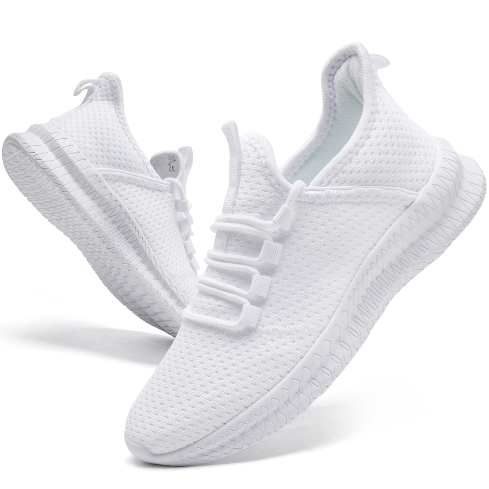 ZASJDG Running Shoes for Men Tennis Sneakers Slip on Walking Shoes Lightweight Athletic Gym Workout Cross Training Fashion Sneakers White Size 11