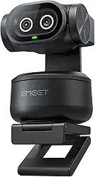 EMEET PIXY Dual-Camera AI-Powered PTZ Camera 4K, AI Tracking, PDAF&AI Autofocus 0.2s, 1/2.55'' Sensor, 3 Mics, Presets, Gesture Control, 4K Webcam for Streaming and OBS/Twitch/Switch 2 Compatible
