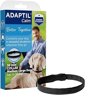 ADAPTIL Calm On-the-Go Collar, Helps Dogs Cope with Stress and Anxiety Related Behavioural Issues and Life Challenges Especially When Out and About - Medium/Large Dogs, Black, 1 Count (Pack of 1)