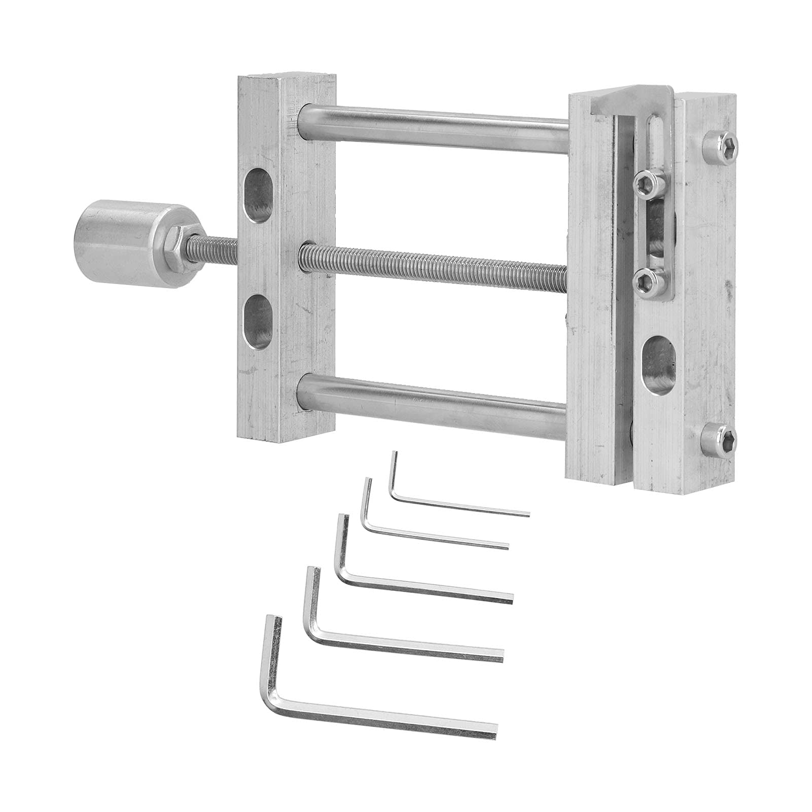 Mini morsetto a morsa piatta in metallo per trapano a colonna con chiave esagonale per lavorazione del legno e incisione in lega di alluminio, lunghezza di apertura di 90 mm